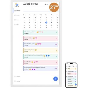 EKASN Digitale Kalender 27"" – Digitale Fotolijst – Full HD Touchscreen - 32GB – Wit