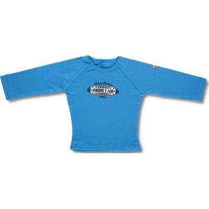 Twentyfourdips | T-shirt lange mouw baby met print 'Here I am' | Blauw | Maat 68 | In giftbox