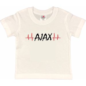 Amsterdam Kinder t-shirt | AJAX hartslag | Verjaardagkado | verjaardag kado | grappig | jarig | Amsterdam | Ajax | cadeau | Cadeau | Wit/rood/zwart/rood | Maat 122/128