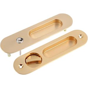 Goodivery ® Schuifdeurslot met onzichtbare deurgreep en 3 sleutels. Diefstalbeveiliging voor schuifdeur/badkamer/kledingkast/keuken/balkon (goud)