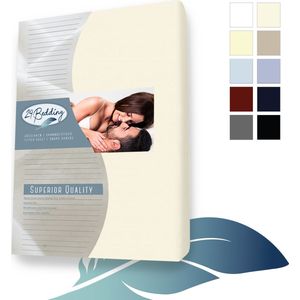 24-Bedding - Duopak 2 stuks !! - Jersey Hoeslaken - 100% katoen - 1 persoons - 90x200 cm - Beige - 30 cm
