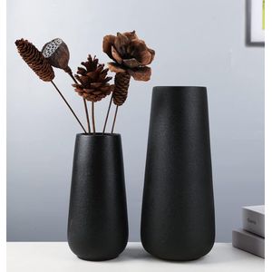 Hoge 8 ""Matte Zwarte Keramische Vazen voor Moderne Home Decor Centerpieces, Klassieke Decoratieve Bloemen Vaas voor Pampasgras