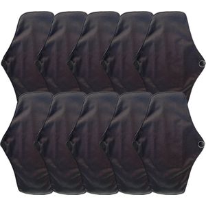 Wasbaar Maandverband Set 10 Stuks Maat S - Bamboe Maandverband - Herbruikbaar Inlegkruisje - Wasbaar Inlegkruisje - Incl. Vleugels & Clips