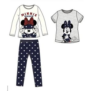 Disney Minnie Mouse Pyjama Set - 3-Delig - Broek + 2 Shirts - Glitterprint - Maat 110/116 - 114 cm Lichaamslengte