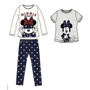 Disney Minnie Mouse Pyjama Set - 3-delige pyama - Broek + 2 Shirts - Glitterprint - Maat 98/104