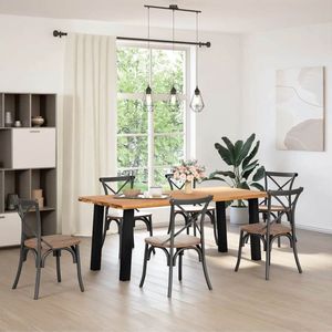 vidaXL Eettafel - Eettafels - Eetkamertafel - Keukentafel - Eettafel rechthoekig 200x90x74 cm massief eikenhout lichtbruin
