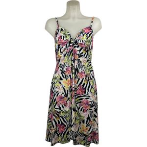 Angelle Milan – Travelkleding voor dames – Zebra Bloemen jurk met Bandjes – Ademend – Kreukherstellend – Duurzame jurk - In 4 maten - Maat XL