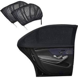 JGS ® Zonwering voor de auto, 2 stuks, zonwering voor achterruit, zonneklep, autonet vermindert warmte en uv-straling
