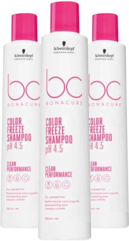 Schwarzkopf Professional Bonacure Color Freeze Shampoo - 3 x 250 ml - Voordeelverpakking