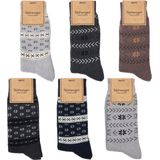 BRUBAKER - Noorse Wintersokken - 6 Paar - Unisex - Thermosokken - Kleurenmix Grijs Blauw Bruin Antraciet