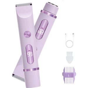 2 in 1 Ladyshave voor Vrouwen - Elektrisch Scheerapparaat - Bikinitrimmer - Waterdicht - Epilator - - Trimmer vrouw - Met digitaal display - Paars