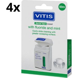 Vitis Dental Tape Waxed - 4 x 50 m - Fluoride Mint - Voordeelverpakking
