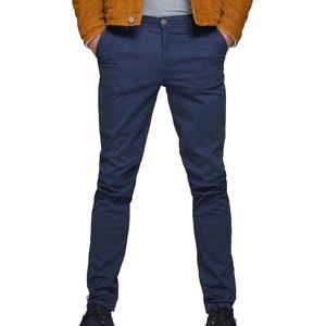 Heren Chino Broek Stretch Pantalon Taps Toelopende Pasvorm Slim Fit