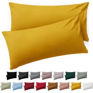 Blumtal Kussensloop Microvezel Kussenhoes 40 x 60 cm - Spicy Mustard - Met Rits - Set van 2