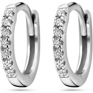 Glams klapoorringen zirkonia - 10 mm - Zilver