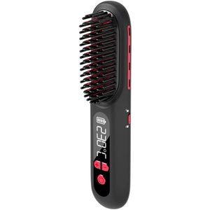 Electrische haarborstel - electrische kam - haal stijlen recht - usb-oplaadbaar - Electrische haarborstel zonder stekker - Zwart