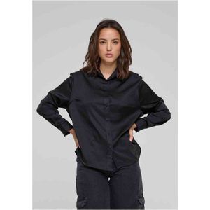 Urban Classics - Satin Shirt Blouse - S - Zwart