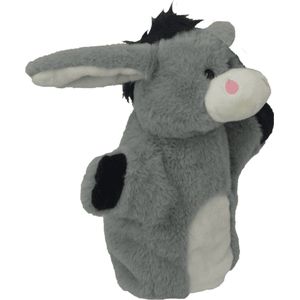 Knuffel handpop Ezel - Grijs - 20cm