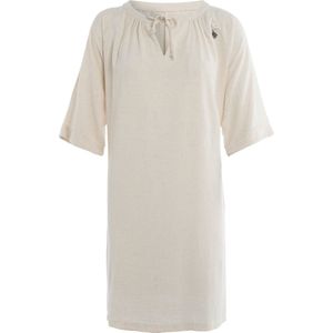 Knit Factory Fern Jurk - Tuniek dames - Strandjurk - Strandtuniek - Jurk gemaakt van 78% viscose & 22% linnen - Zomerjurk - Hoog draagcomfort - Beige - S/M