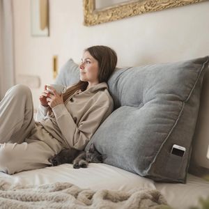 Groot Leeskussen voor Bed en Bank - Wigkussen met Wasbare Hoes en Uitzonderlijke Steun, Ideaal voor Comfortabele Ondersteuning