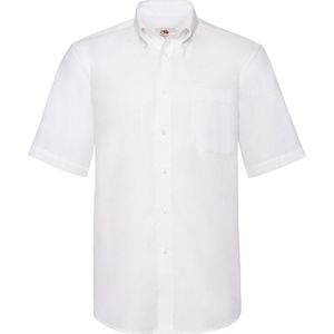 Fruit of the Loom Heren Oxford-Shirt Korte Mouwen Wit maat XL