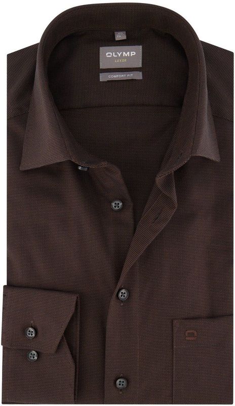 OLYMP - Luxor - Overhemd - Bruin - Comfort Fit - New Kent