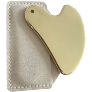 Gua Sha Schraper Metaal Goudkleur – Luxe Gezichtsmassage Tool – RVS – Anti-Aging & Huidverzorging – Inclusief Opbergzakje