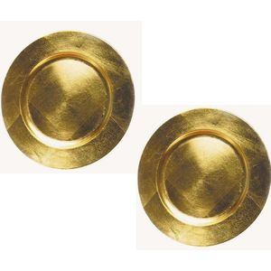 Set van 2x stuks ronde diner onderborden goud van kunststof 33 cm