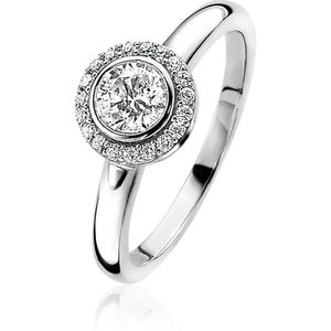 ZINZI zilveren aanschuifring rond wit ZIR1392