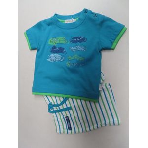 Ensemble - Jongens - T shirt auto + gestreept shortje - 1 maand 56