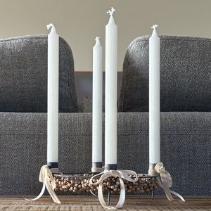 IB Laursen Adventskrans Set met 4 genummerde Adventskaarsen Stearine Wit