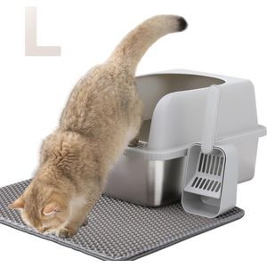 TheLau ® Robuuste en Ruime Roestvrijstalen Kattenbak met Geavanceerd Geurbeheersysteem en Accessoires