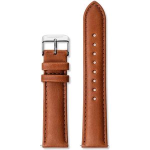 Gallivant Horlogeband | Italiaans Leer | Cognac | Zilverkleurige Gesp | 18 mm