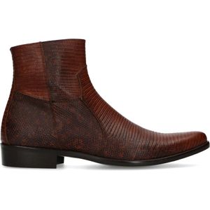 Sacha - Heren - Bruine western boots met snakeskin - Maat 43