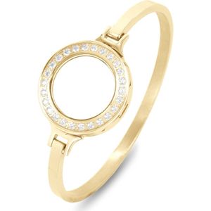 LOCKits X980101746 - Stalen bangle met zirkonia - voor 25-2 mm munt - Ø 62 mm - goudkleurig