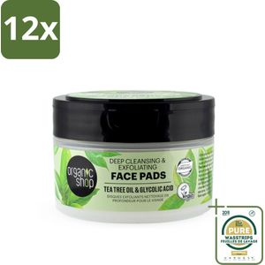 Organic Shop - Face Pads Deep Cleansing - Verfrissend en Reinigen - 20 Pads - Voordeelverpakking - 12 stuks - Glycolzuur - Diepe reiniging