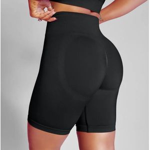 Sportchic - Short - Korte sportbroek - Korte sportlegging - Sportlegging dames - High waist – Squatproof - Hardloopbroek -Shape legging - Tiktok Legging - Booty scrunch - Bikershort - Zwart - S