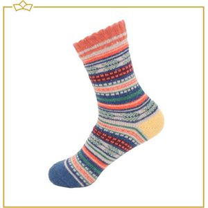 ATTREZZO® Huissokken - Noorse Sokken - Wintersokken - maat 39/42 - Roze/Geel/Blauw