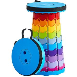 Opvouwbare kruk – Kruk - Inklapbare Kruk - Telescopische kruk - Camping Kruk - Draagbare kruk – Verstelbaar - Visstoel - Festival Stoel - Voetensteun - Tot 45cm - Regenboog