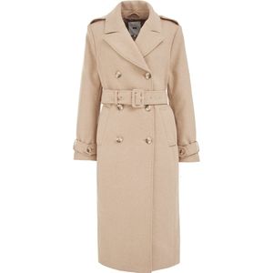 WE Fashion - Tussenmantel - Beige - Klassieke Mantel met Tailleband