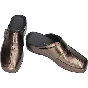 Vital - TINA - Gezondheidsslippers - Brons - Metallic Leder - Sleehak 3,5 cm
