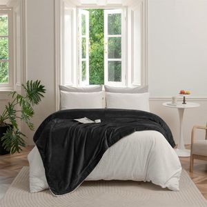 Sherpa flanellen deken - 130 x 150 cm - fleece pluizige sprei - lichtgewicht - zwart - eenpersoons Cooling Blanket