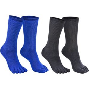 Norfolk Wandelsokken - 2 Pack - Antiblaren Teensokken - 40% Bamboe & 40% Katoen - Ademend en Vochtregulerend Teen Sokken - Grijs/Blauw - Maat 39-42 - Brighton