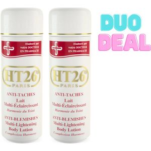 HT26 Paris 2 X 500ML Multi-Eclaircissant Anti-Taches Bodylotion – Lait Corps Anti‑Pigment – Verheldert en Harmoniseert de Teint – Met Zoete Amandelolie & Vitamine E – Droogteverminderend & Satijnzacht