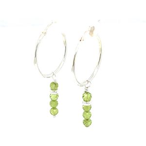 Pat's Jewels Oorbellen dames - oorringen -Peridot hanger- Geboortesteen Augustus- Zilver