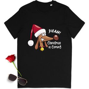 Dames T Shirt - Kerstmis - Zwart - Maat S