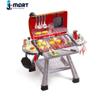 J-Mart Speelgoed BBQ - Speelgoed Barbecue - Speelkeuken - Incl. Speelvoedsel en Diverse Keuken Accessoires 40 x 40 x 60 cm