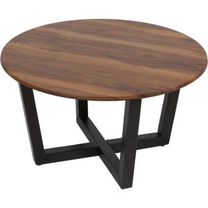 Salontafel HWC-M63- BijzettafelHDF Laminaat Melamine Ø80cm - Marmer/Steen-Optiek