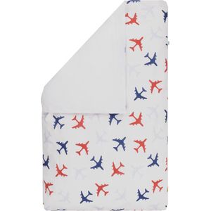 BINK Bedding Dekbedovertrek Planes Blauw 80 x 60 cm (zonder sloop) vliegtuigen rood-blauw-lichtblauw
