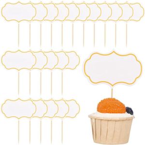 Allecto Plus - Decoratieve taarttoppers voor bruiloft en diner, 30 stuks met blanco tandenstoker